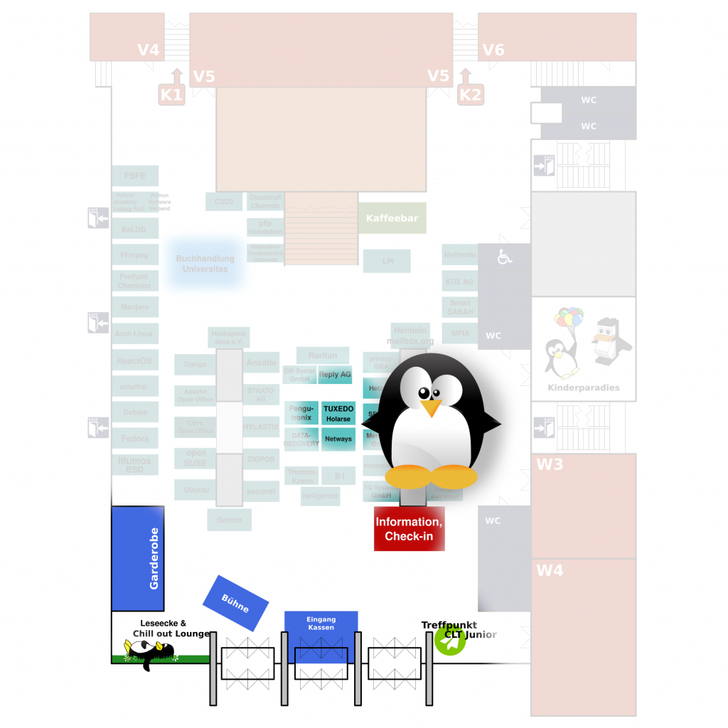 Standplan der Chemnitzer Linux-Tage 2019 - TUXEDO Computers ist hier!