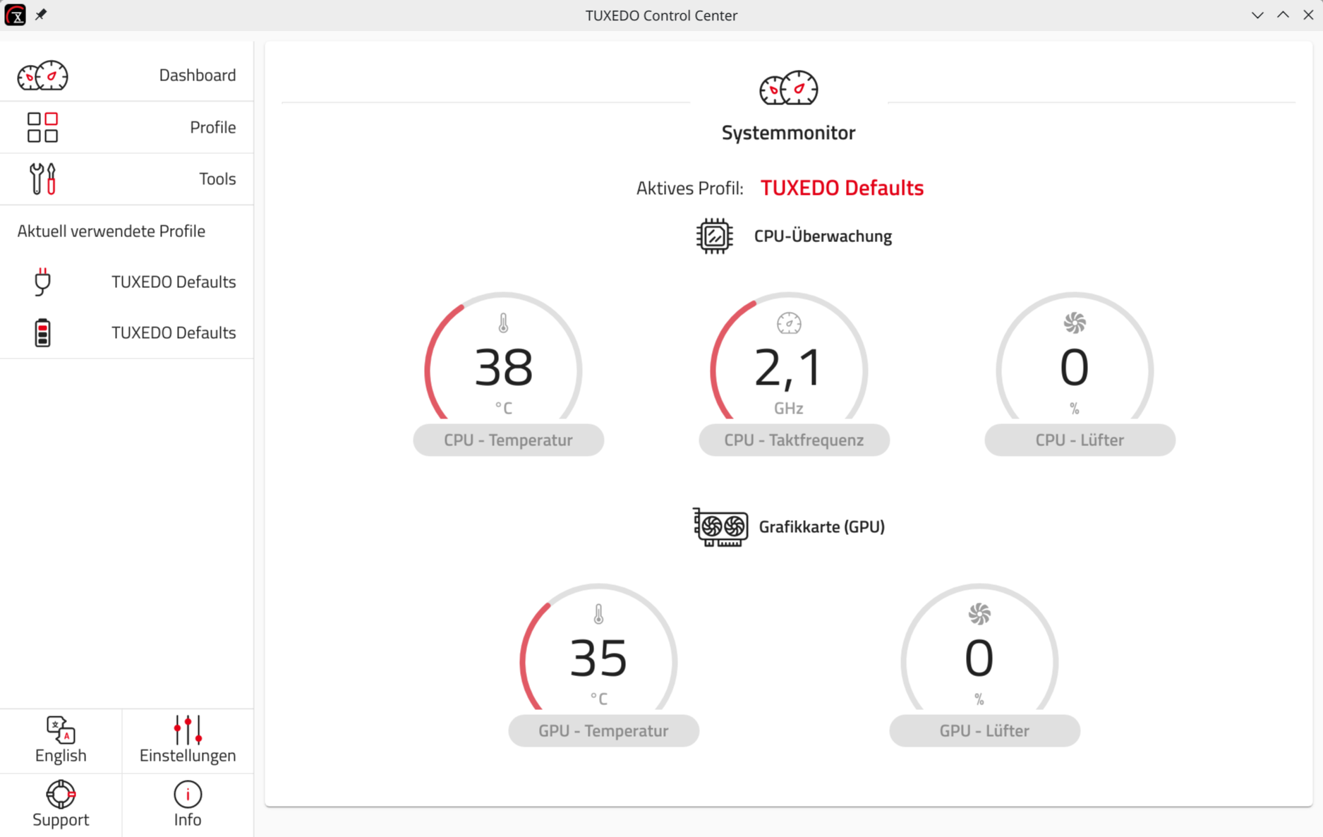 Alles unter Kontrolle: Das TUXEDO Control Center.