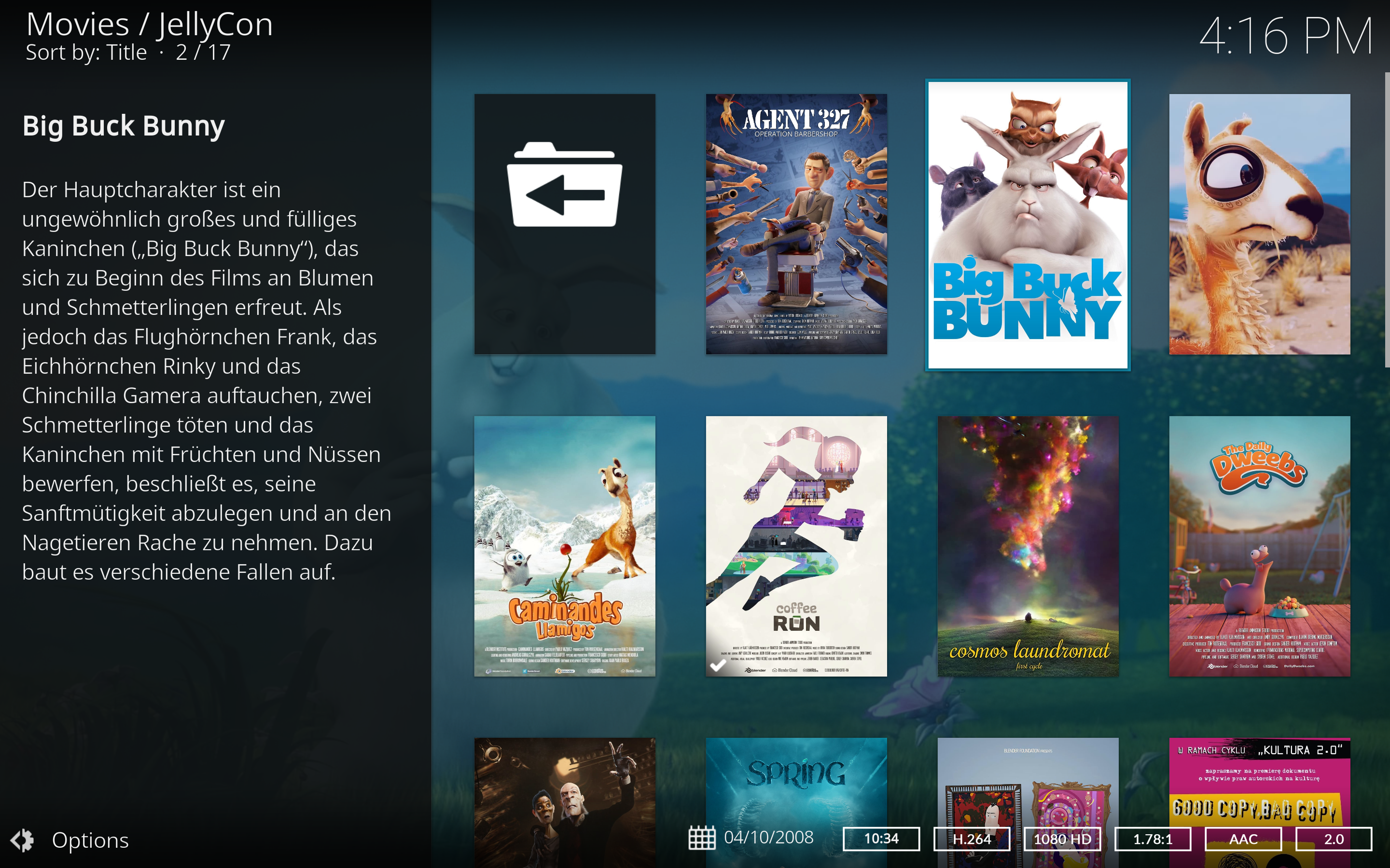 With Jellycon, Kodi integrates the Jellyfin database. This allows you to use Jellyfin on systems for which no native client is available.