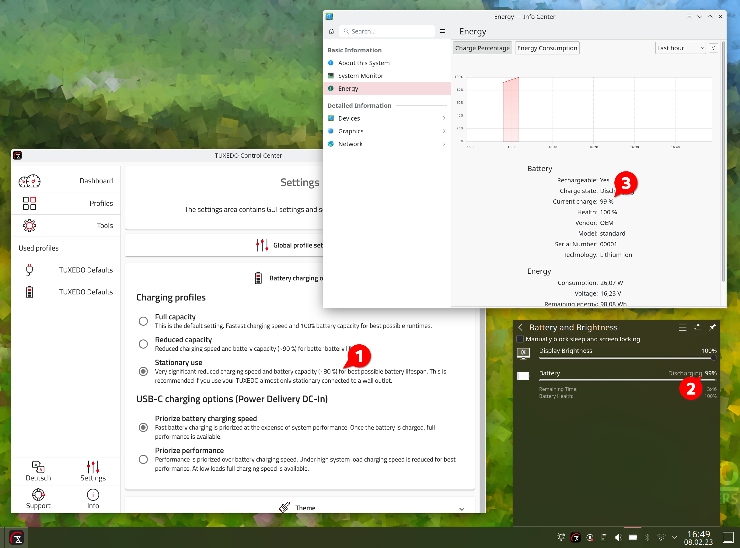 Dont't be confused: Even though you limitited the battery capacity, the system stats will show a charge of up to 100 percent.