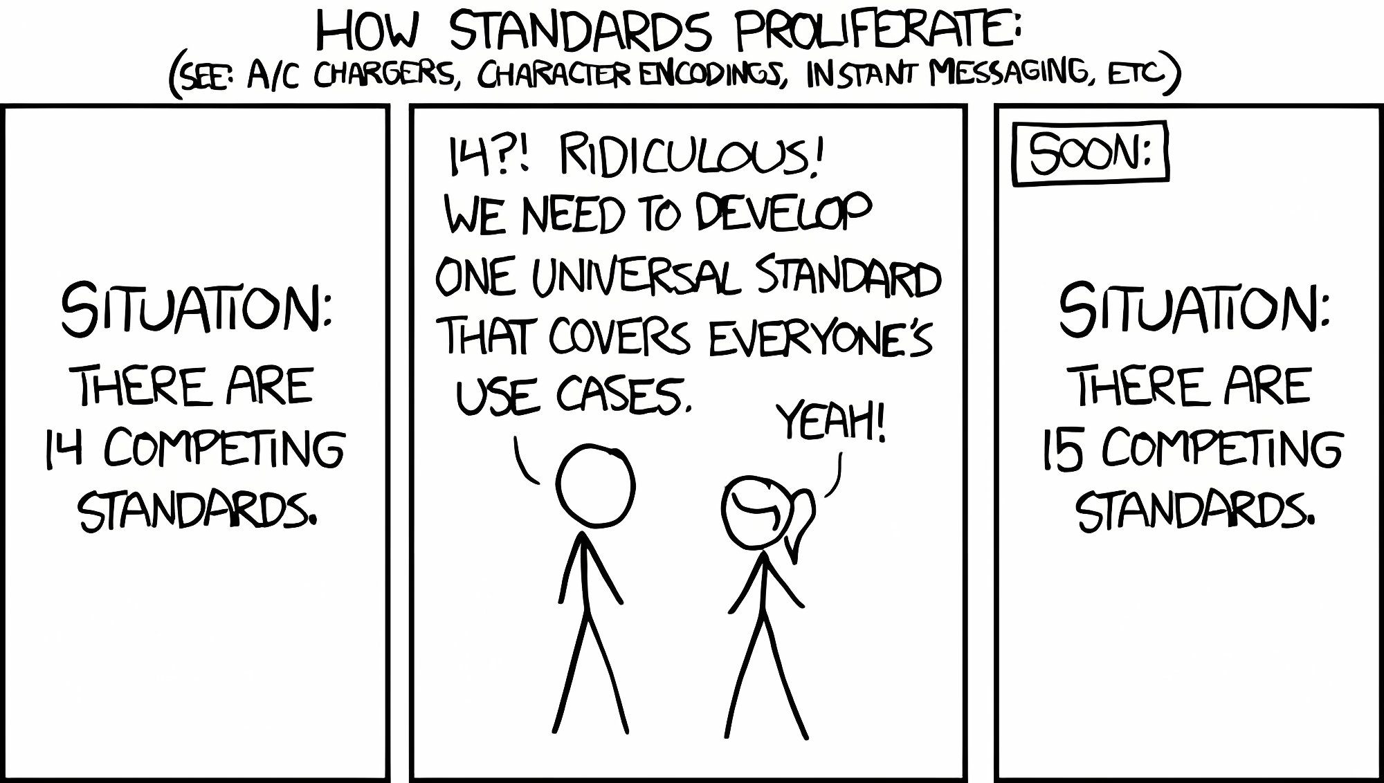 Standards, we need more standards! (Source: xkcd, License: CC BY-NC 2.5)