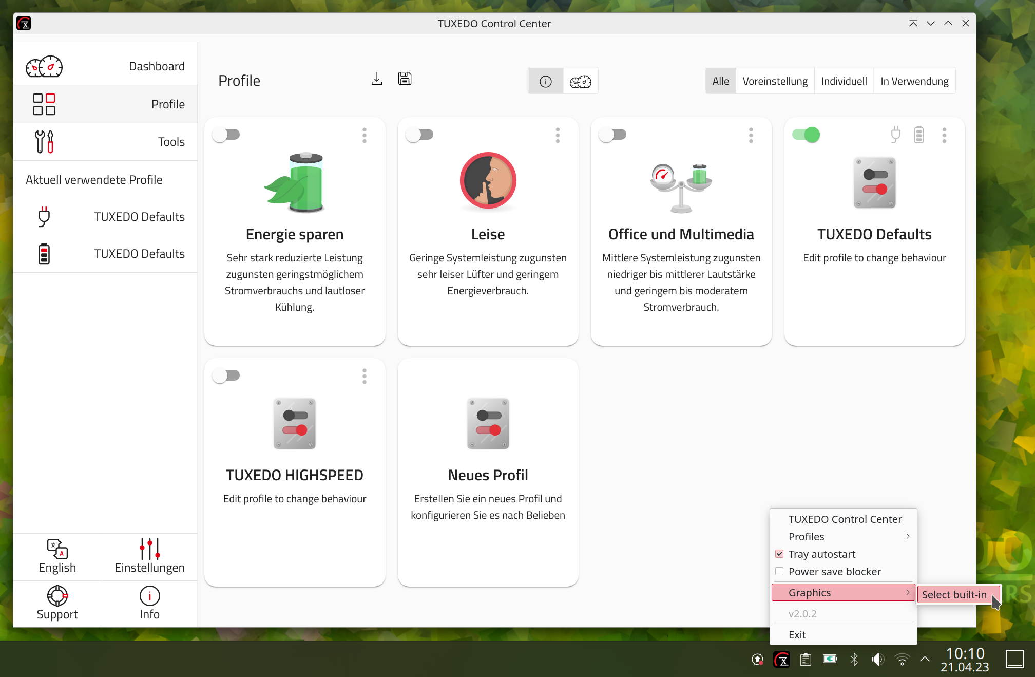 Über das TUXEDO Control Center deaktivieren Sie bei Bedarf die dedizierte NVIDIA-Grafikkarte und stellen so sicher, dass der CPU ausreichend Energie zur Verfügung steht.