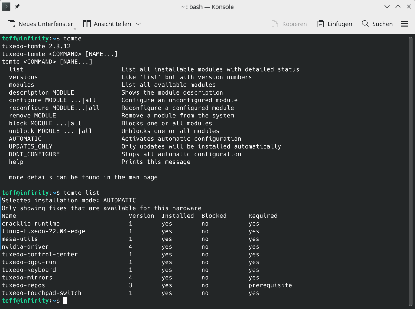 TUXEDO Tomte: Unser Konfigurationsdienstprüft im Hintergrund auf wichtige Anpassungen und korrigiert bei Bedarf das System.