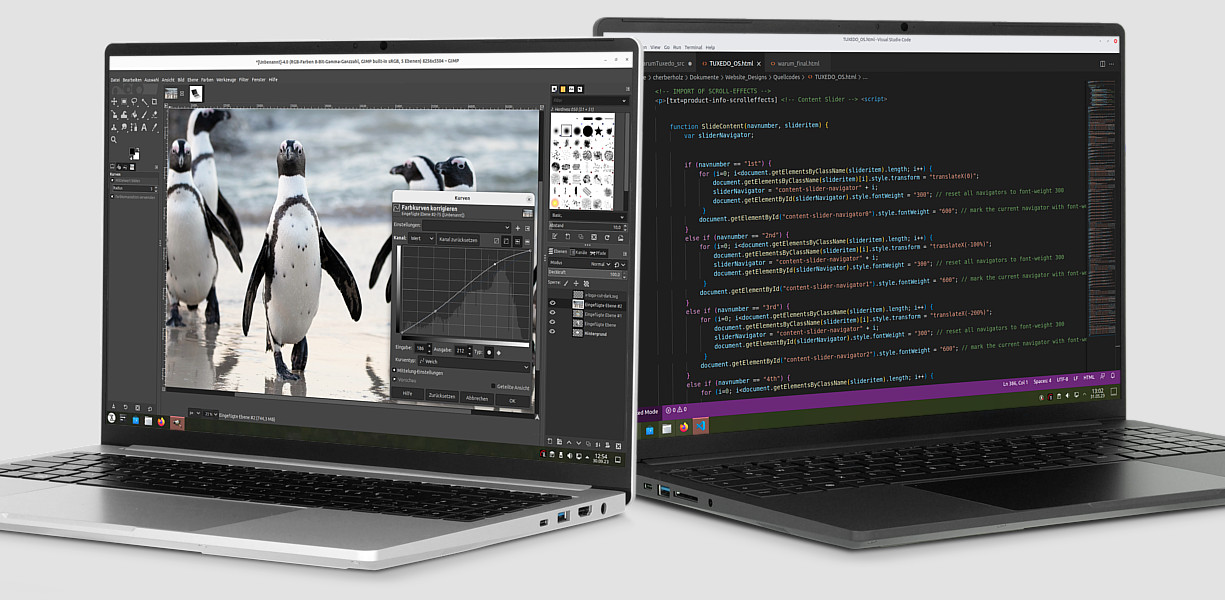 The new TUXEDO InfinityBook Pro 16: Long battery runtimes, low weight. Top computing power. Ideal for on the road.