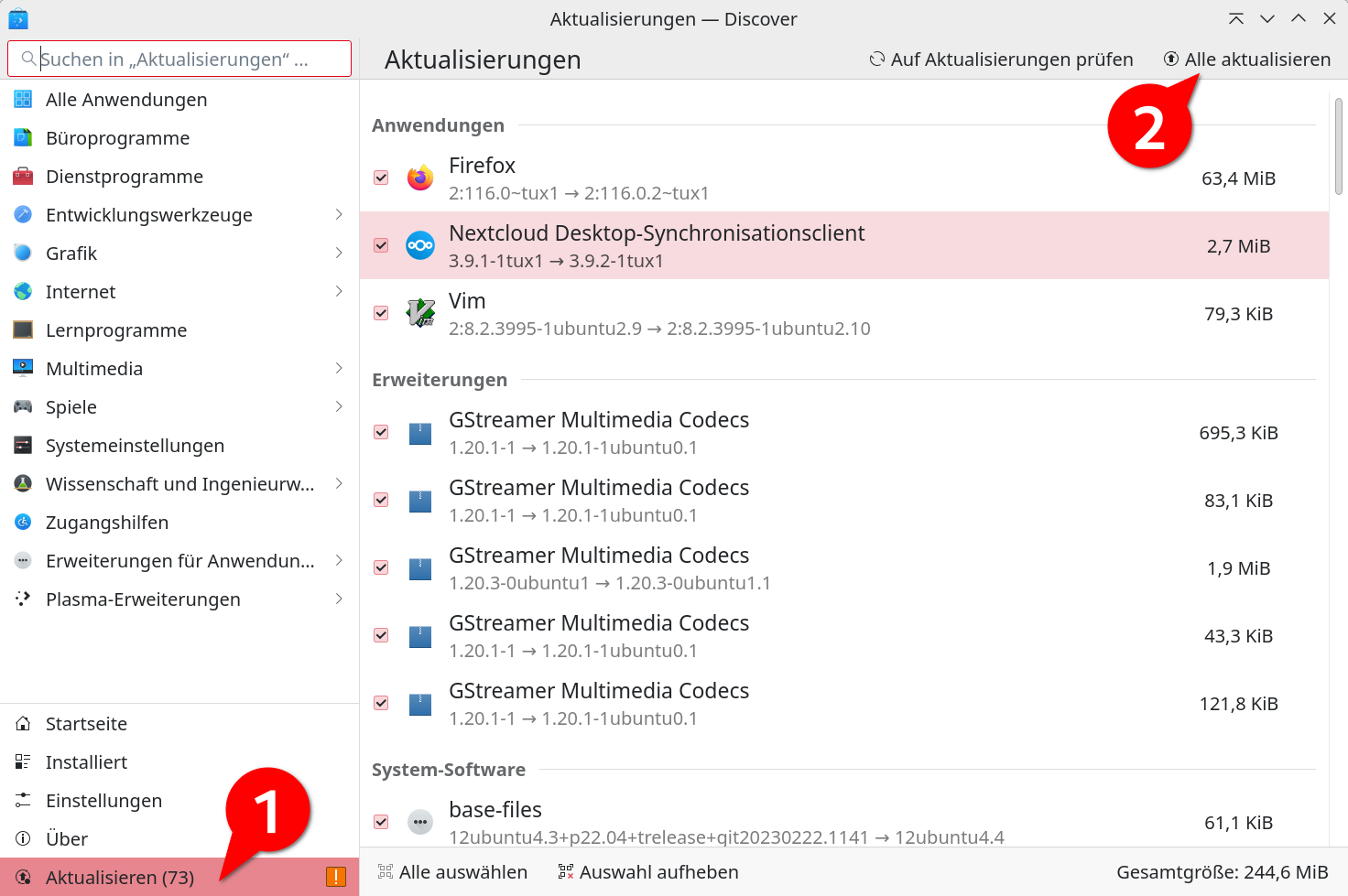 Über die Programmverwaltung Discover spielen Sie alle anstehenden Updates von TUXEDO OS bequem über eine grafische Oberfläche ein.