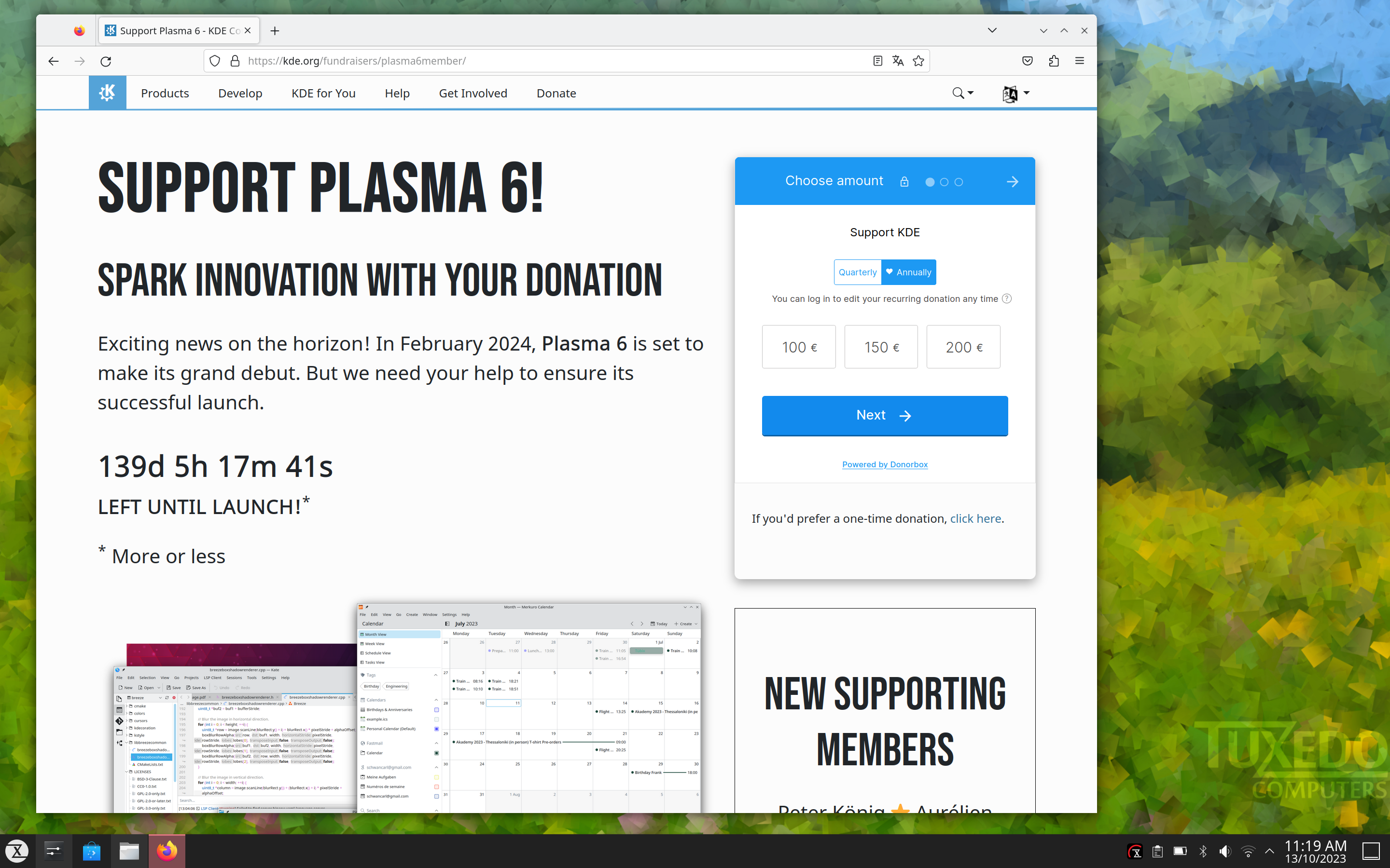 124 Supporting Members of KDE have already been collected. In the end, the KDE community hopes for 500 active donors.