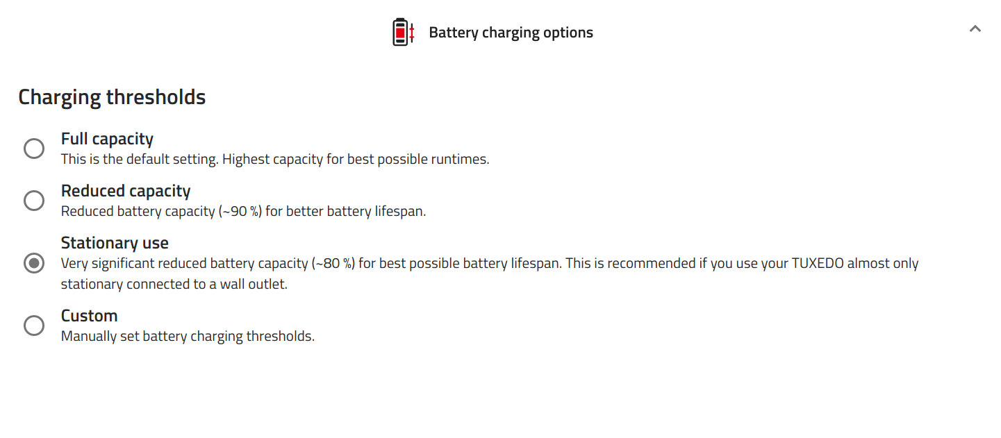 Set charging thresholds for the battery