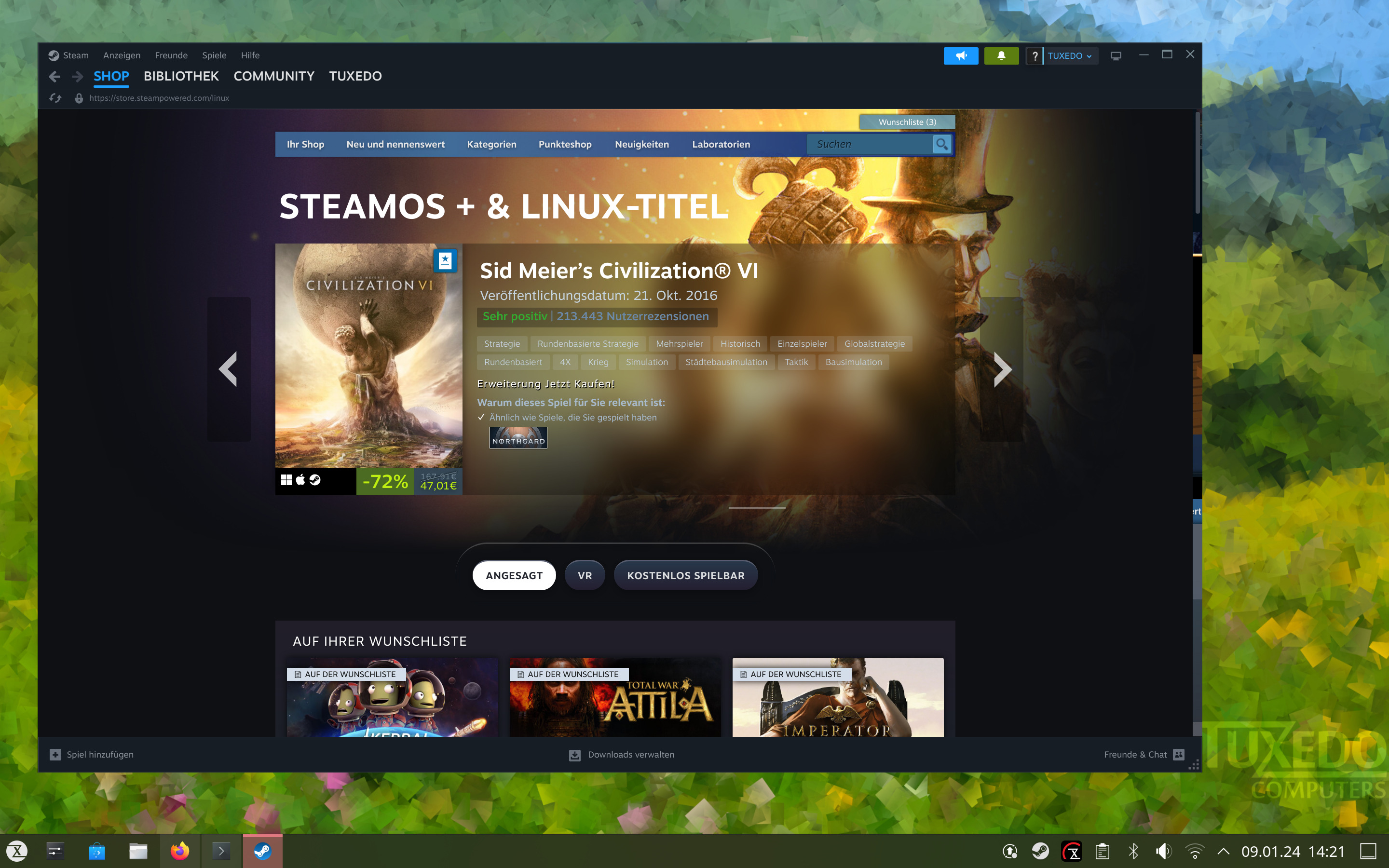 Für Linux hat Steam inzwischen über 10.000 Spiele im Programm.
