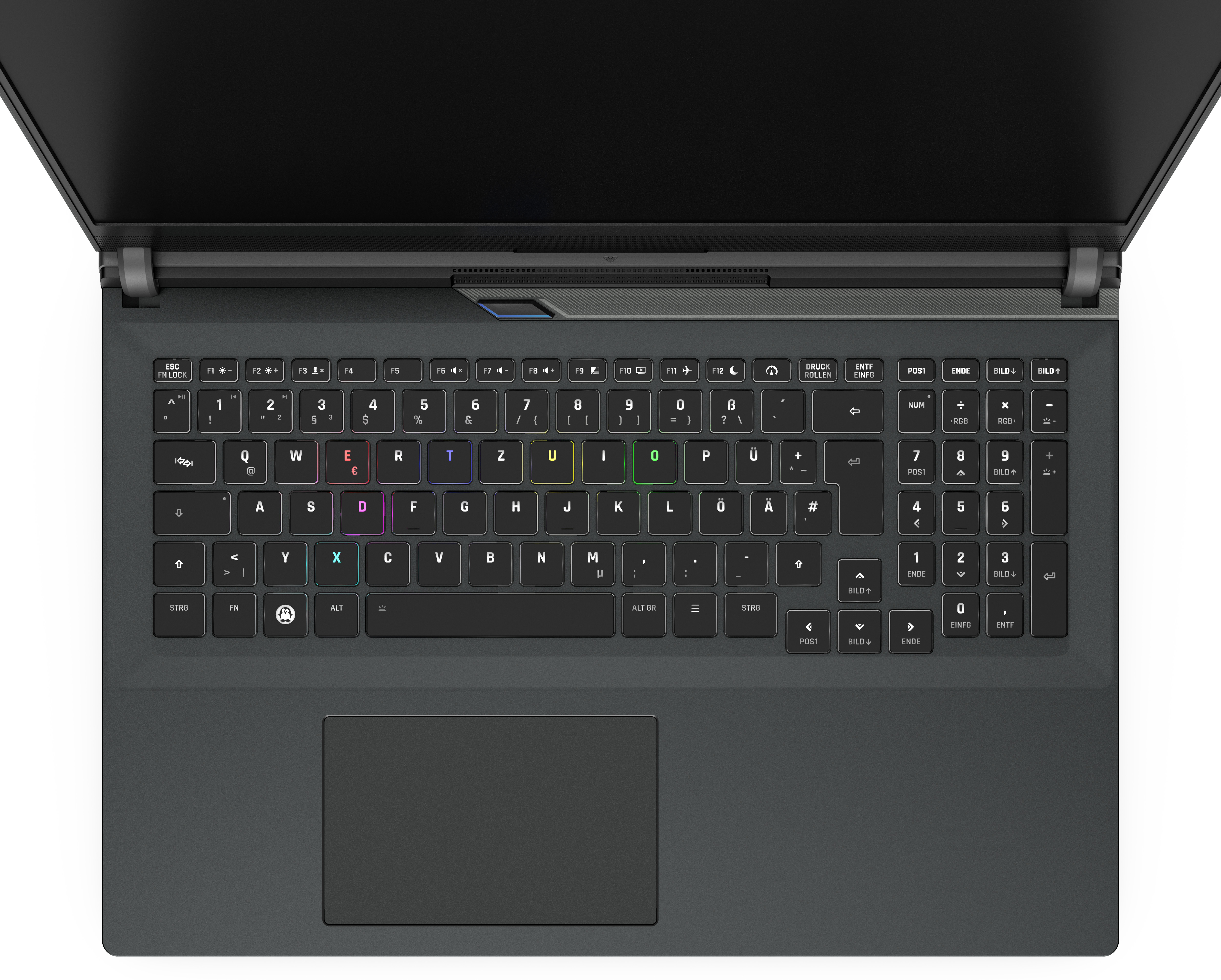 Die Beleuchtung jeder Taste des TUXEDO Sirius 16 - Gen2 lässt sich im TUXEDO Control Center individuell steuern.