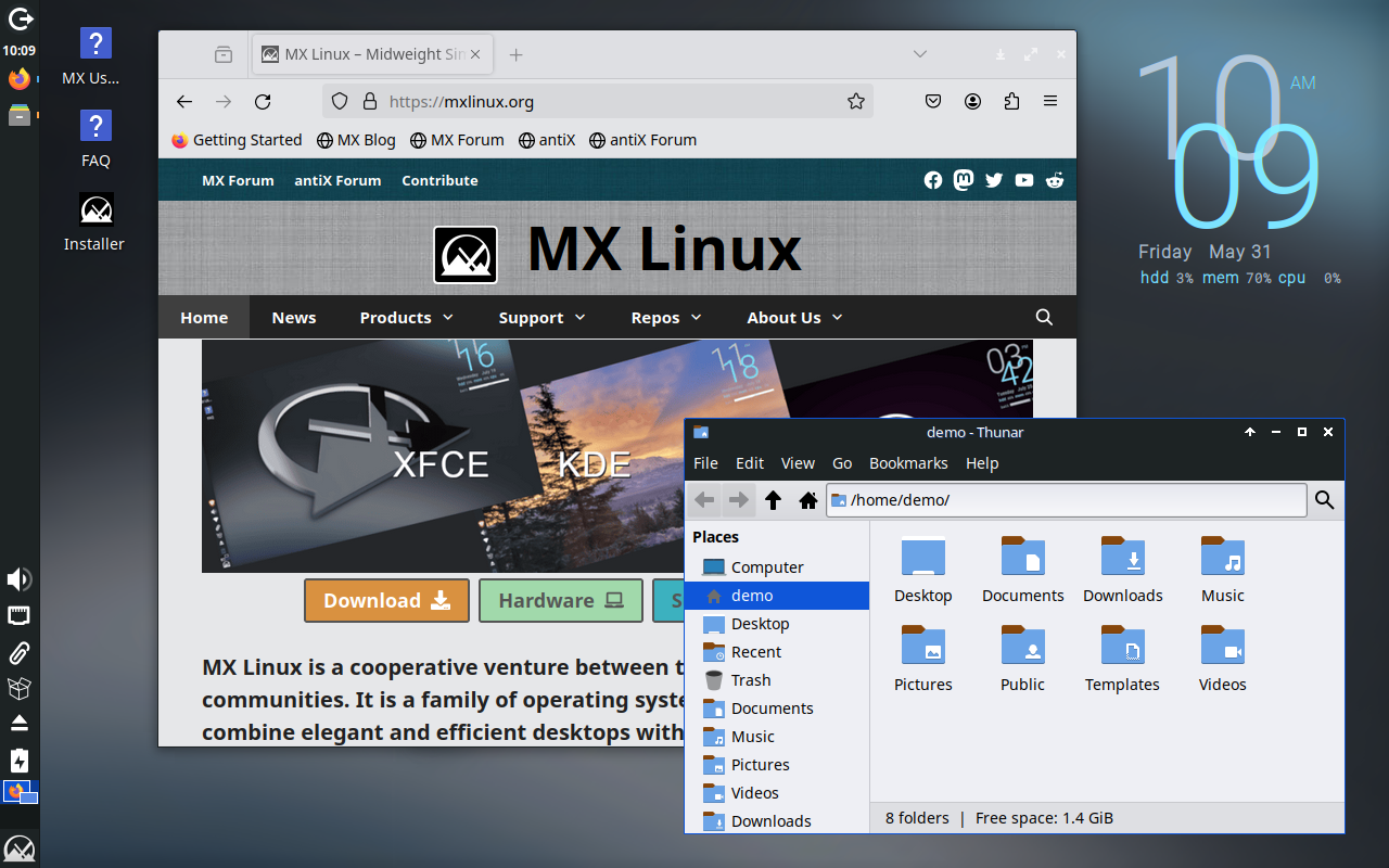 Linux stellt im Vergleich zu anderen Betriebssystemen geringere Anforderungen an die Hardware. Speziell auf ältere Rechner optimierte Distributionen wie hier MX Linux verleihen ausgemusterten Rechnern neues Leben.