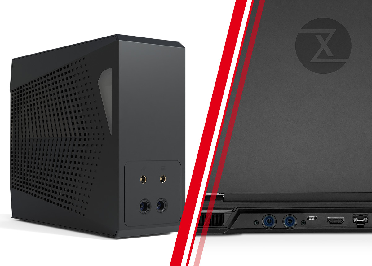 The TUXEDO Aquaris docking station supports the RTX\ 4080 or 4090 and improves the cooling of the Stellaris\ 16 through water cooling in stationary use.