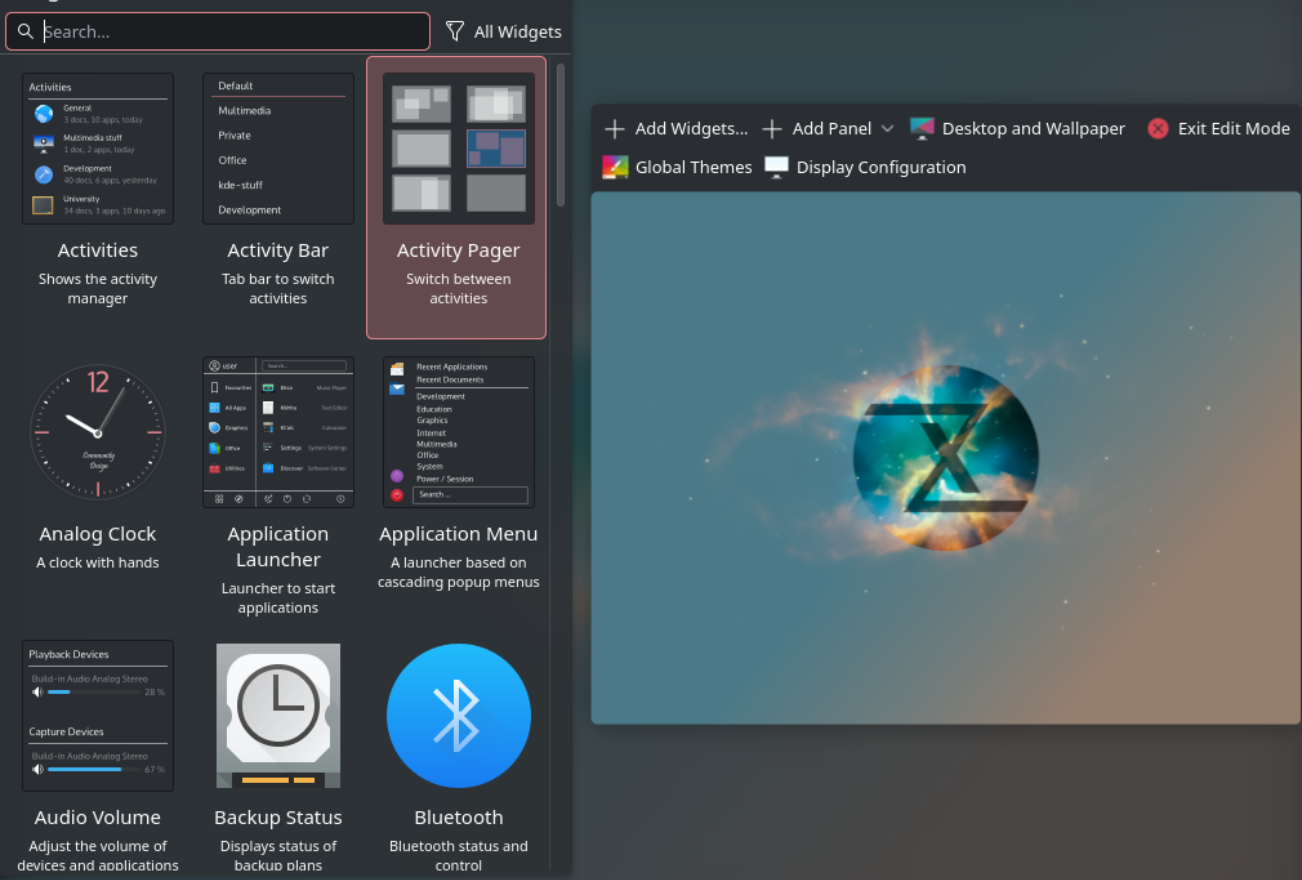 The editing mode for the desktop now offers a better overview