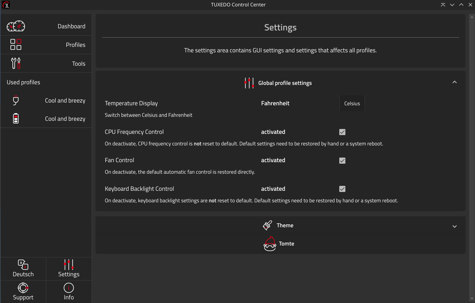 Switching the temperature display