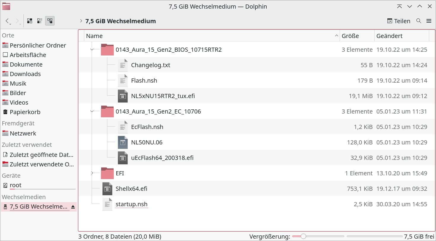 Kopiere den Inhalt der entpackten Archive auf einen mit FAT32 formatierten USB-Stick.