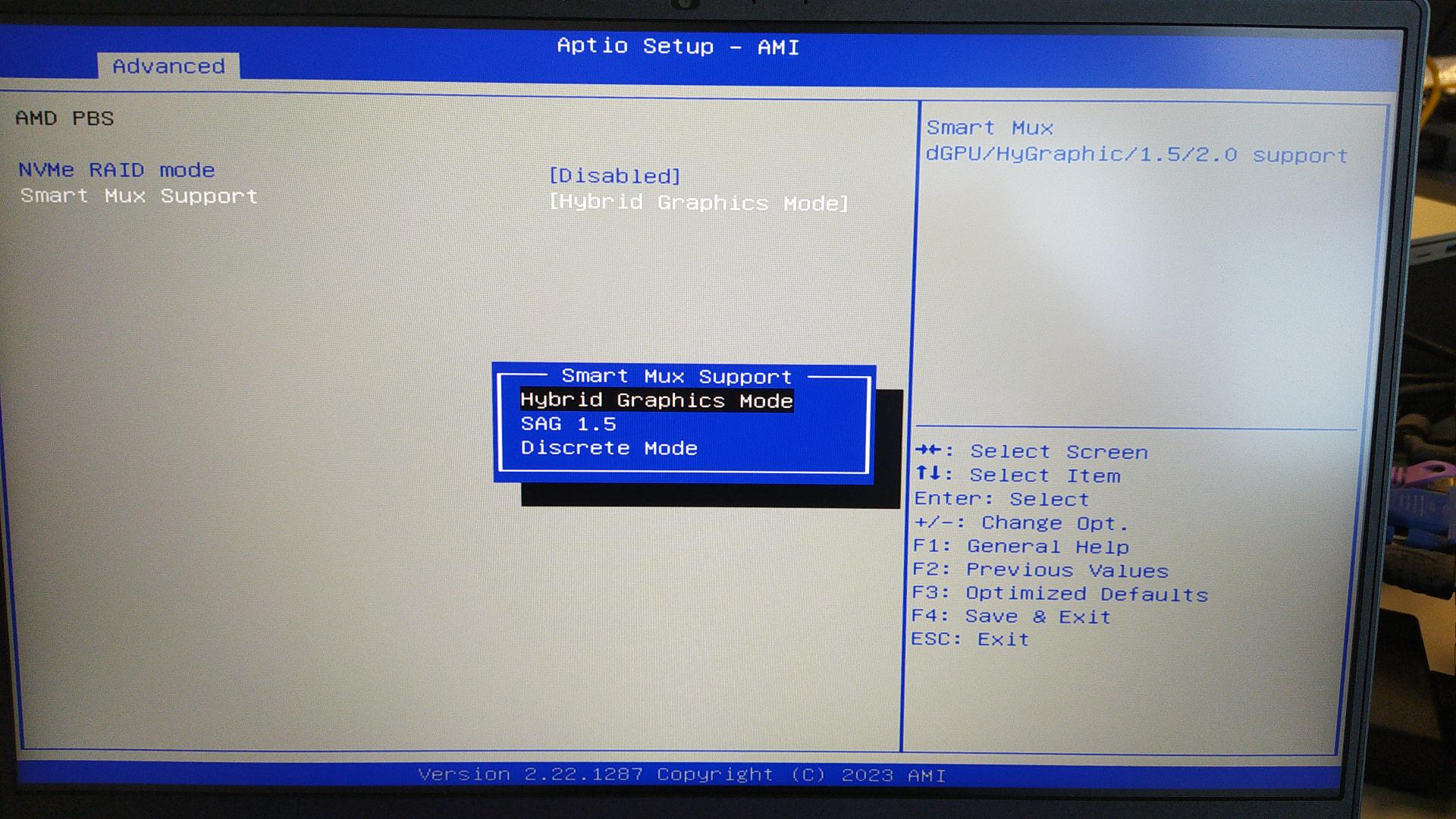 Hybrid Mode, SAG or Discrete Mode: Options in the BIOS