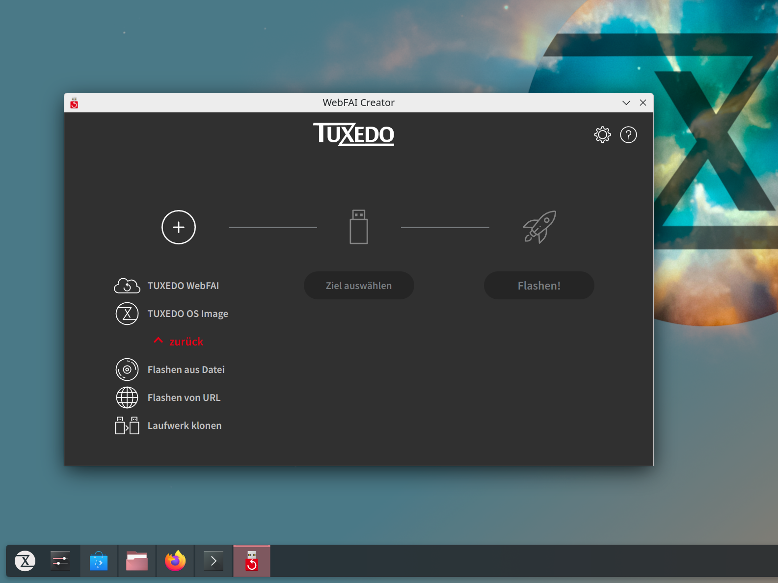 Klicken Sie auf TUXEDO OS Image für einen Bootstick mit dem TUXEDO-Betriebssystem