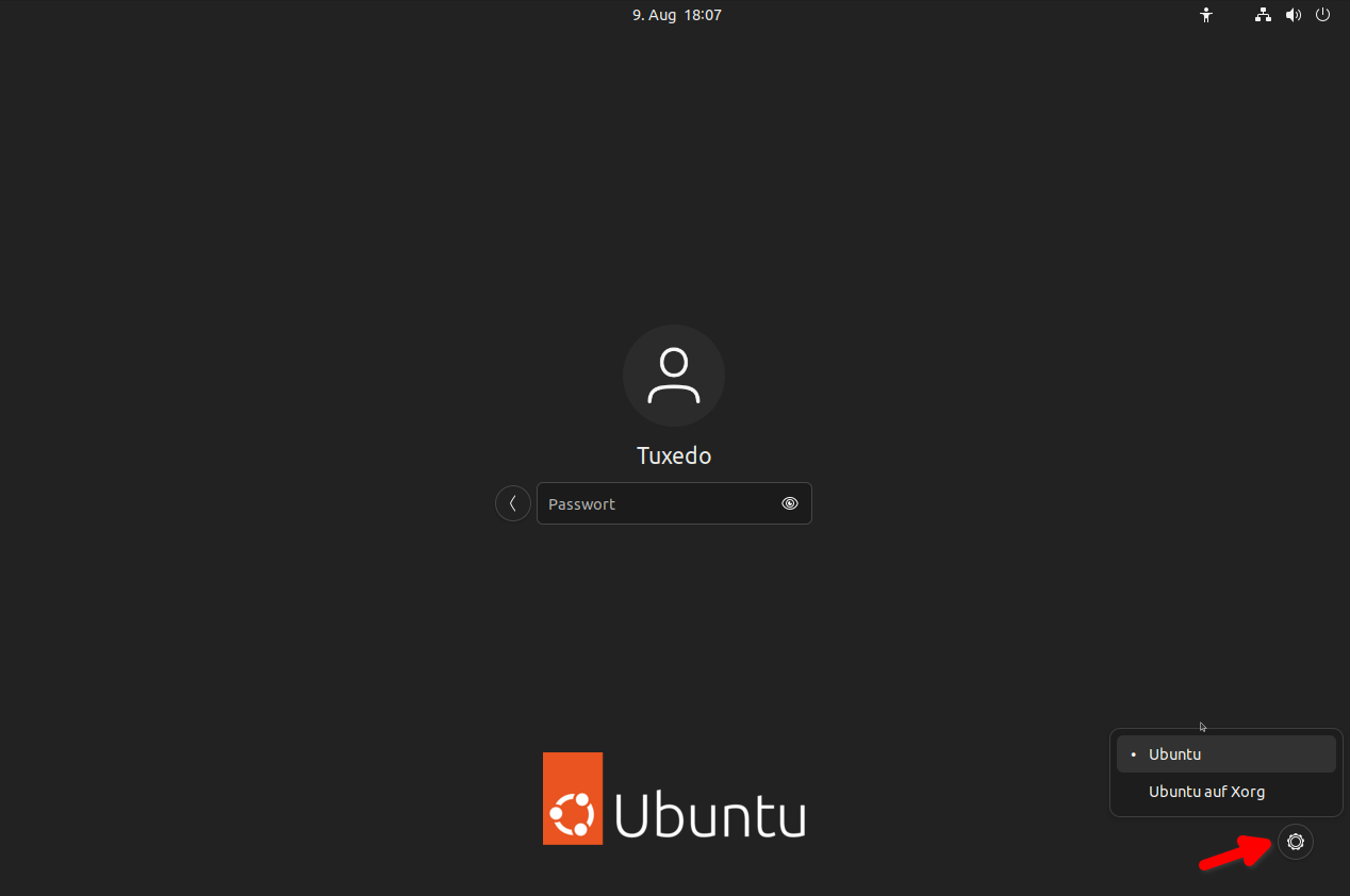 In Ubuntu’s GDM login manager, select the session from the gear menu at the bottom right.