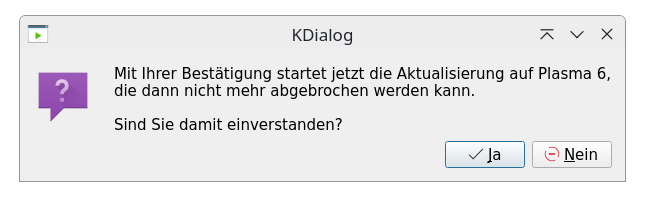 Das Upgrade wartet auf Bestätigung