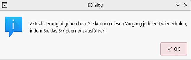 Aktualiiserung abgebrochen