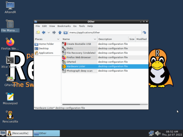Rescuezilla also offers other toolsKlicken, um Alternative zu verwenden