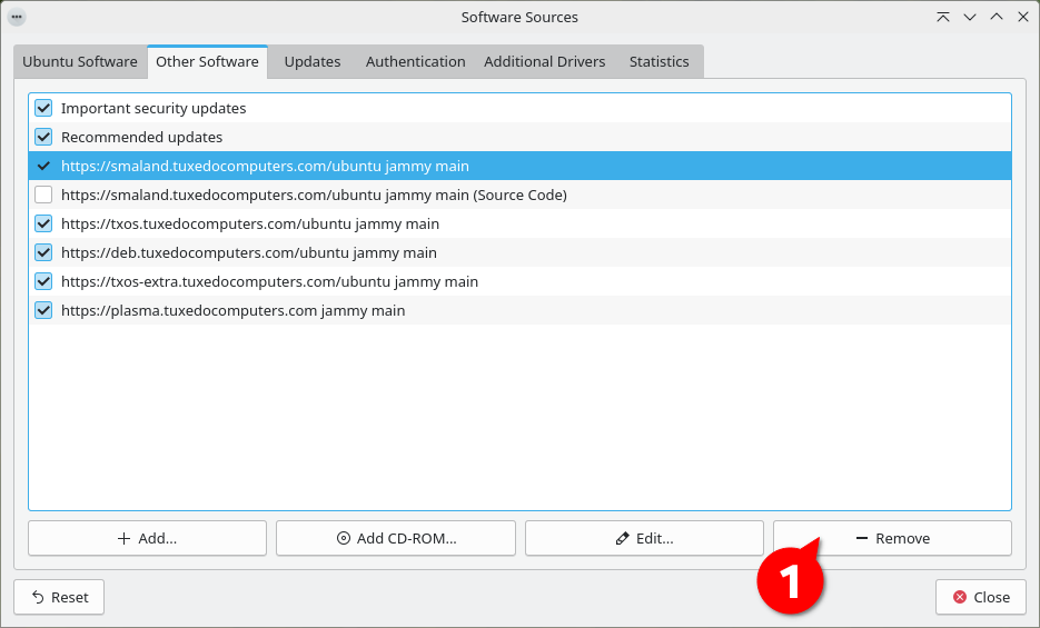 If necessary, delete the Småland repo from the list of active package sources.