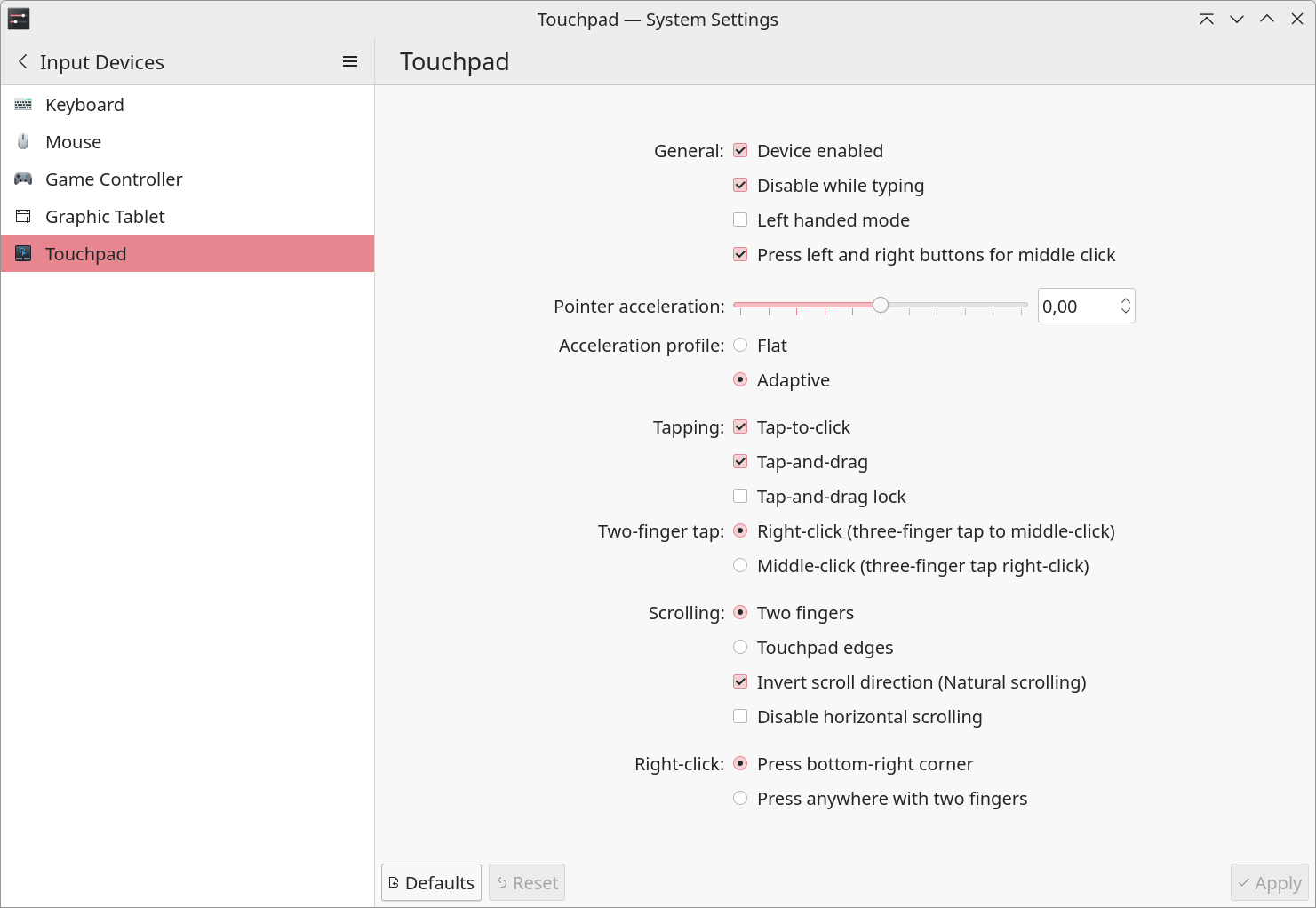 TUXEDO OS offers a number of settings to control the touchpad. If necessary, completely disable the touchpad for your user.