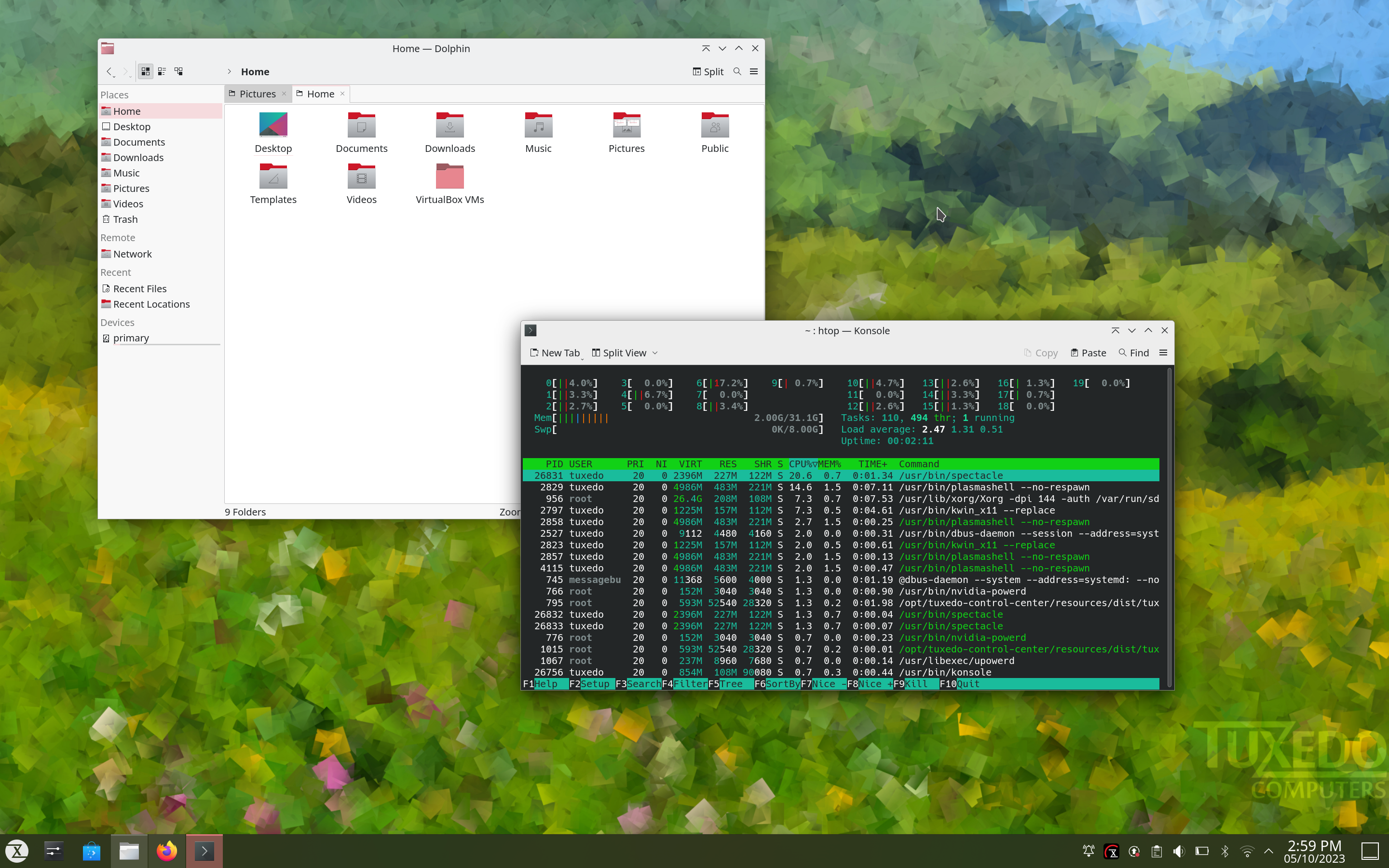 TUXEDO OS now uses KDE Plasma as its desktop environment.