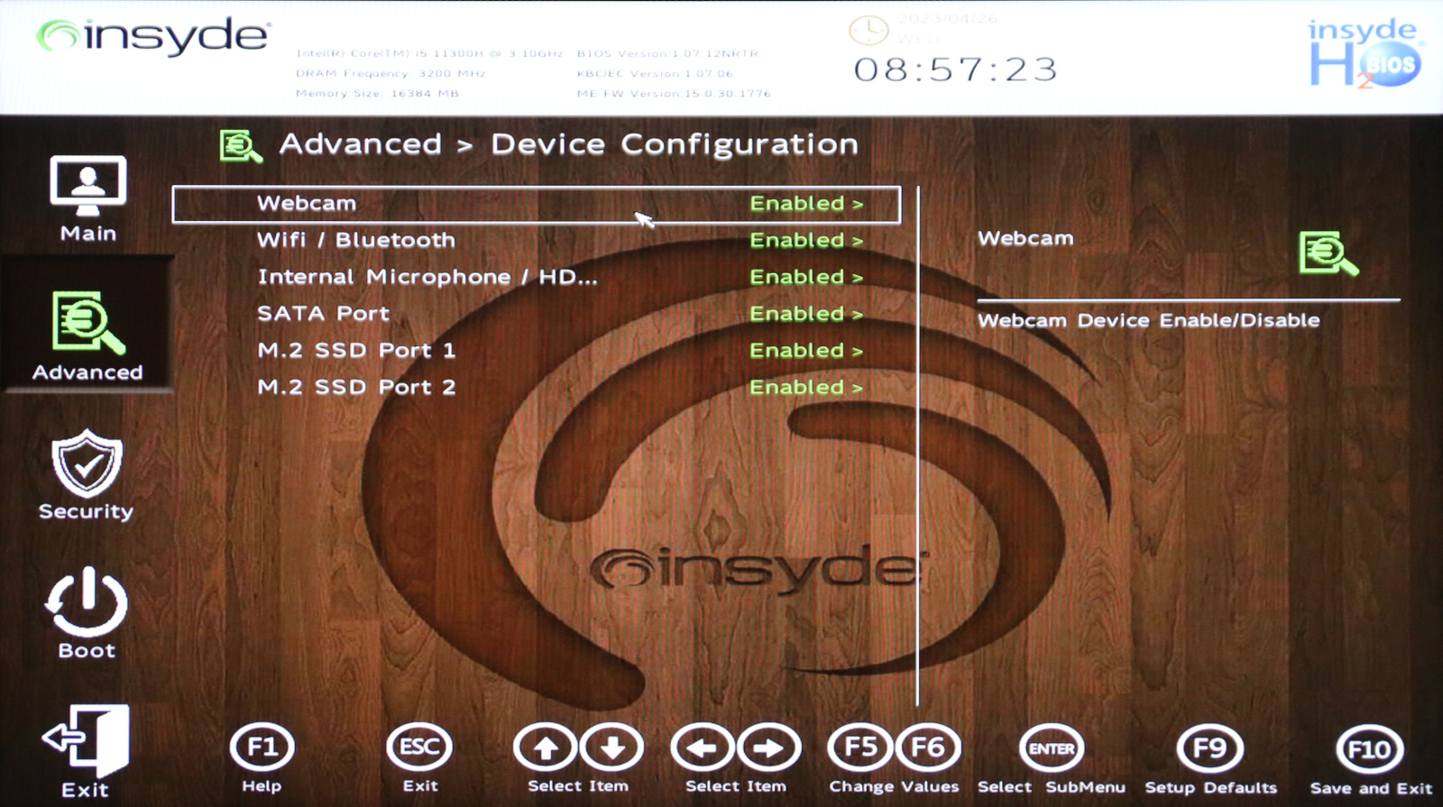 Check that the webcam has not been completely deactivated in the BIOS/UEFI of your TUXEDO notebook.