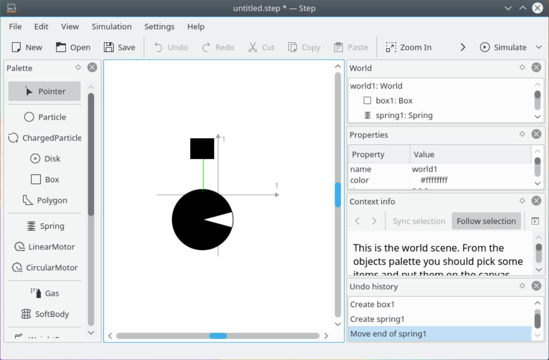 Eine fertig eingerichtete Simulation wird oben rechts gestartet