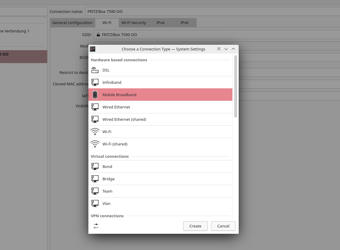 Step 2: For LTE, select the Mobile Broadband option.