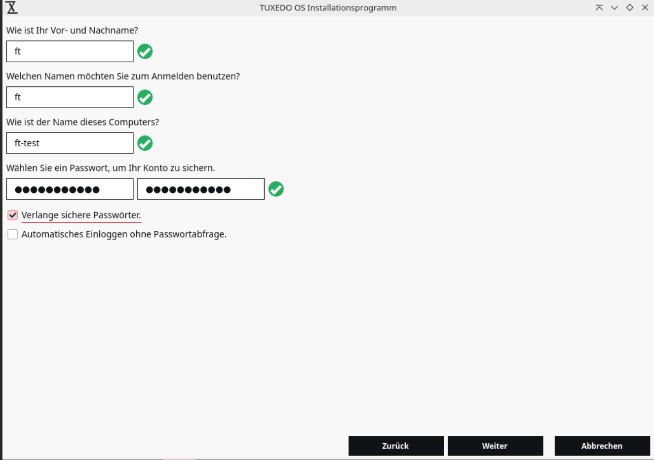 Passwort festlegen