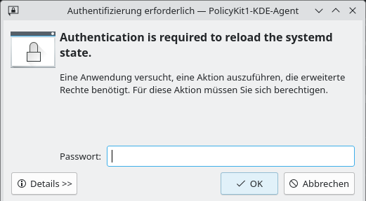 PolicyKit Abfrage
