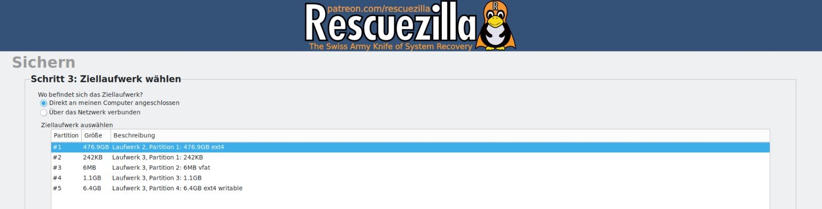 Ziellaufwerk auswählen