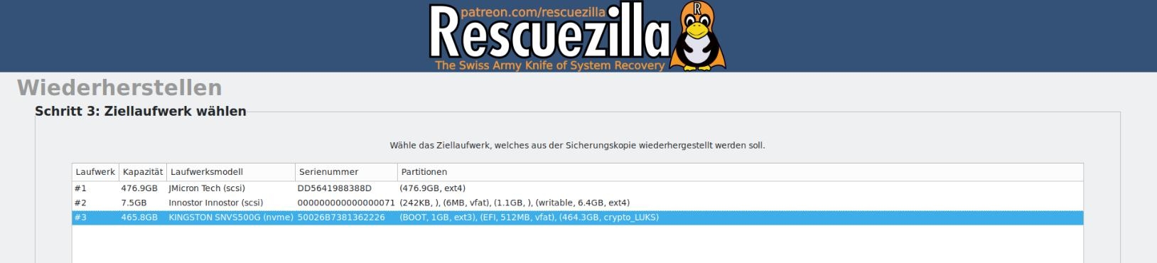 Ziellaufwerk festlegen