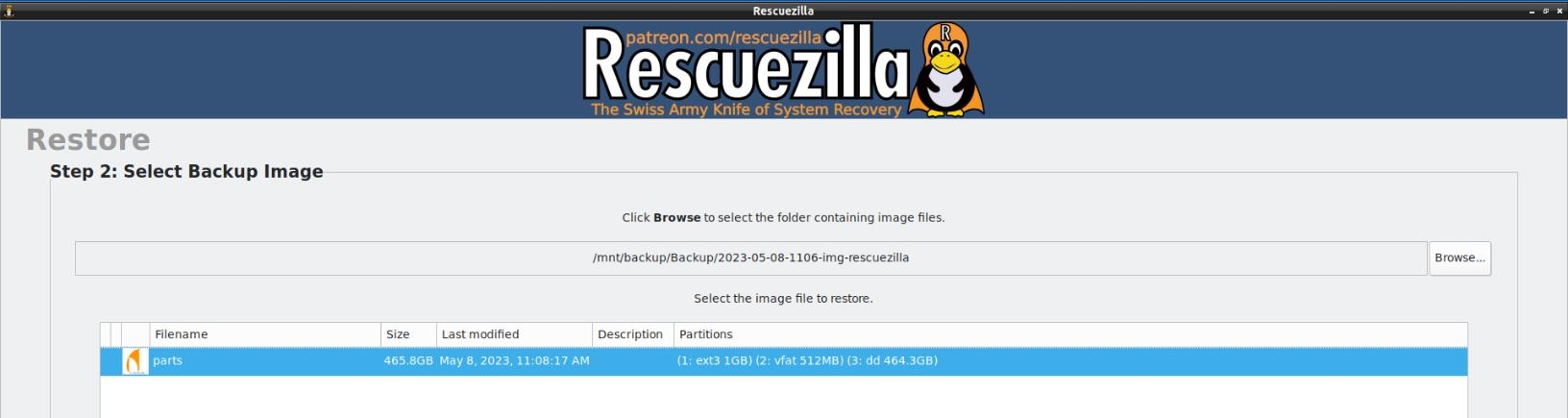 Detailed display of the selection