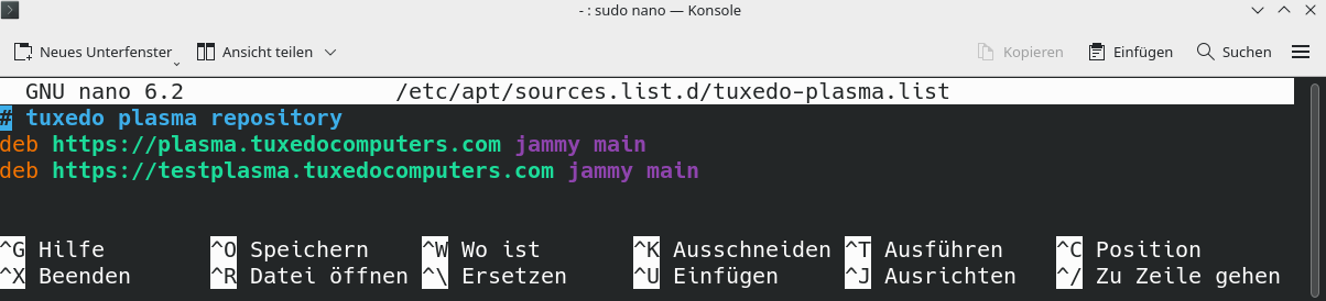 Starten Sie Nano mit Sudo, wenn Sie eine Datei bearbeiten möchten