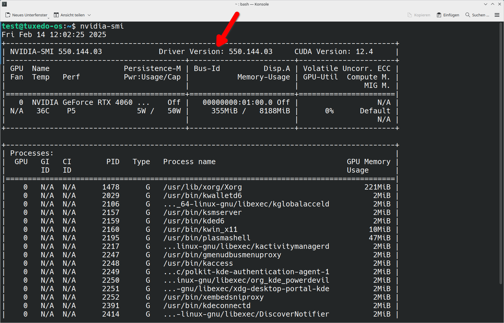 Check if the NVIDIA driver version 550.x is installed using nvidia-smi.