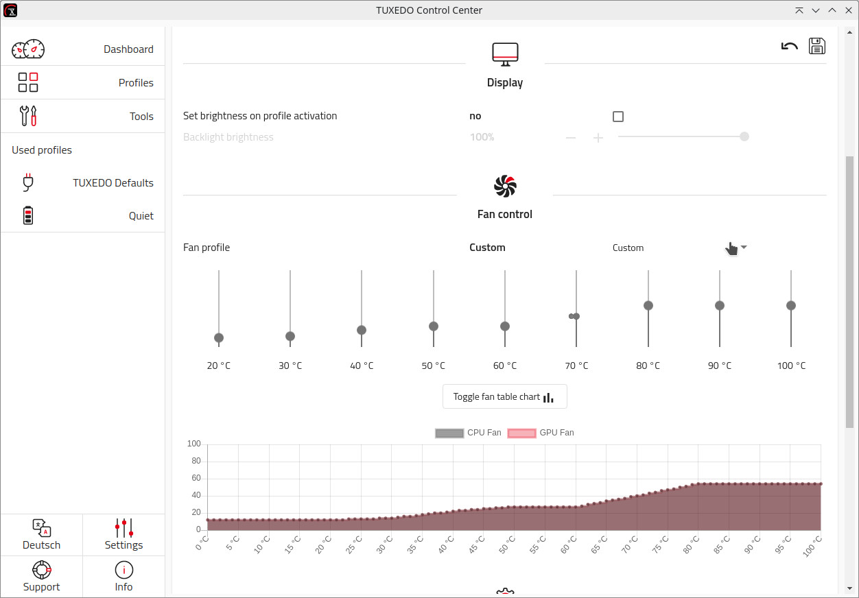 TUXEDO Control Center - Lüftersteuerung