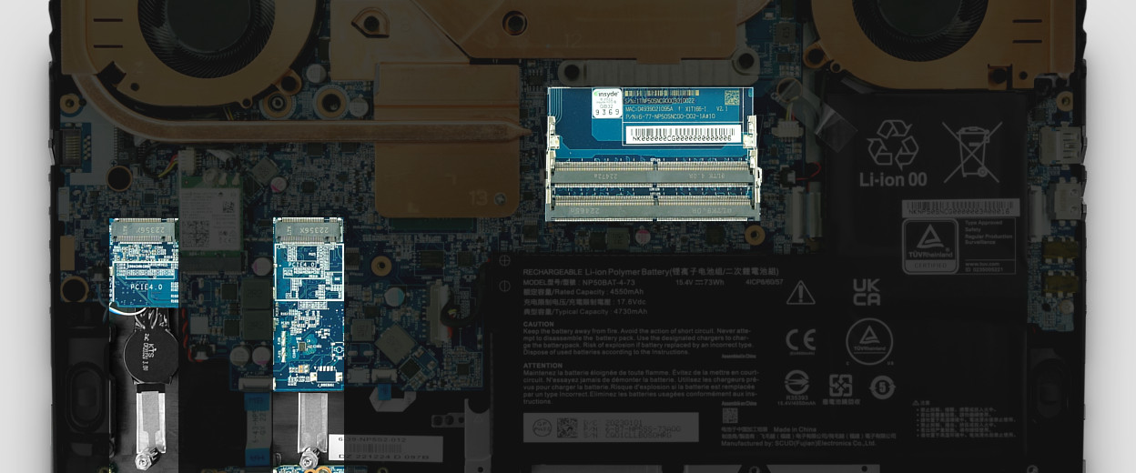 TUXEDO Gemini 17 RAM and SSD location