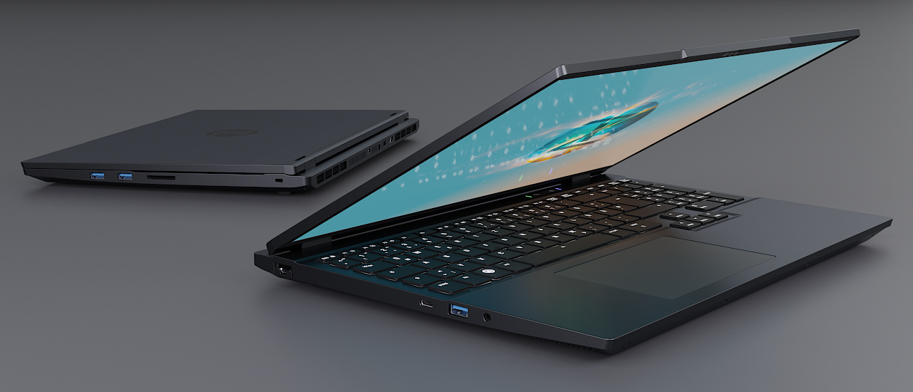 TUXEDO Stellaris 16 - Gen7 von vorne und hinten