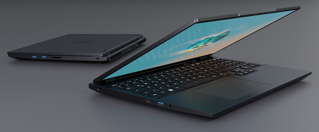 TUXEDO Stellaris 16 - Gen7 von vorne und hinten