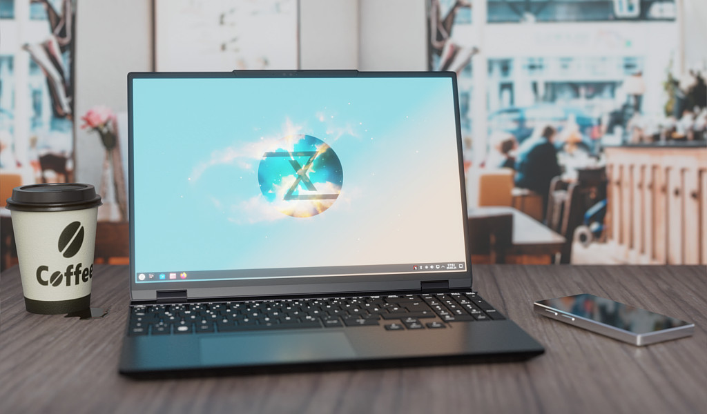 TUXEDO InfinityBook Pro 15 in a café