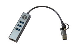 USB zu LAN Adapter &amp; Hub - USB-C &amp; -A - 1GBit + 3x USB3.2 Gen1